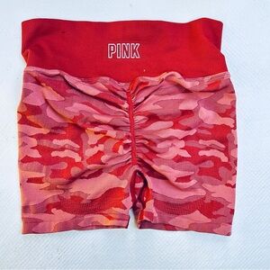 PINK SPORT Victoria's Secret Red and Pink Bike Shorts with Scrunch Detail